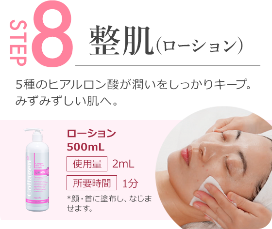 step8.5種のヒアルロン酸が潤いをしっかりキープ。みずみずしい肌へ。