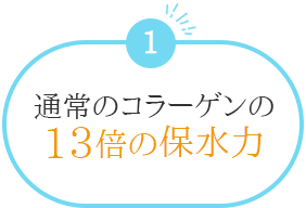 通常コラーゲンの13倍の保水力