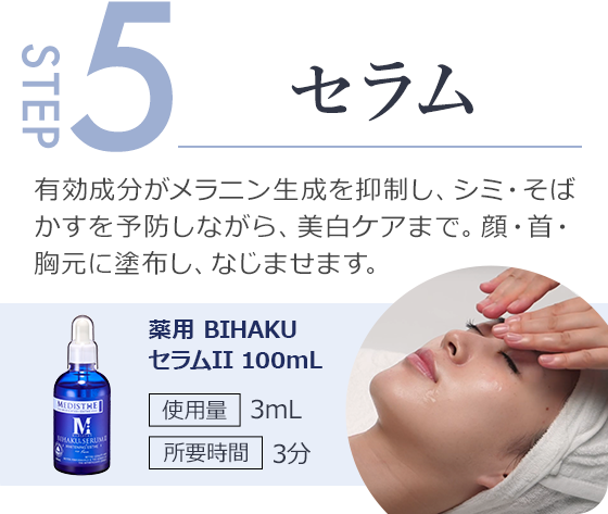 step5.有効成分がメラニン生成を抑制し、シミ・そばかすを予防