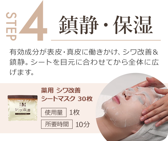 step4.有効成分が表皮・真皮に働きかけ、シワ改善＆鎮静