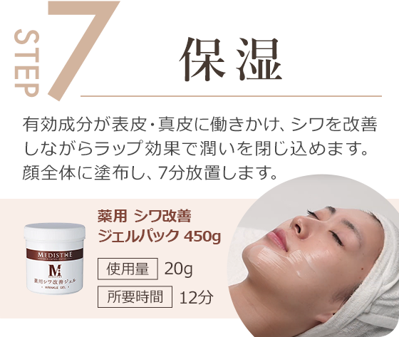 step7.有効成分が表皮・真皮に働きかけ、シワを改善しながら潤いを閉じ込める