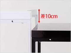 RカットネイルテーブルⅡと比べ10cm低く設計