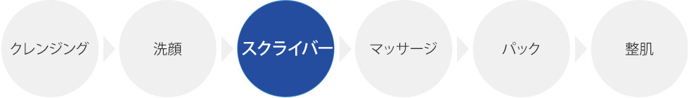 クレンジング→洗顔→「スクライバー」→マッサージ→パック→整肌