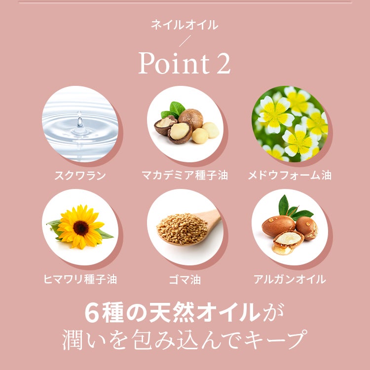 Point.2 6種の天然オイルが潤いを包み込んでキープ
