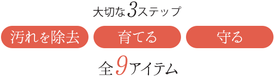 大切な3ステップ「汚れを除去」「育てる」「守る」全9アイテム