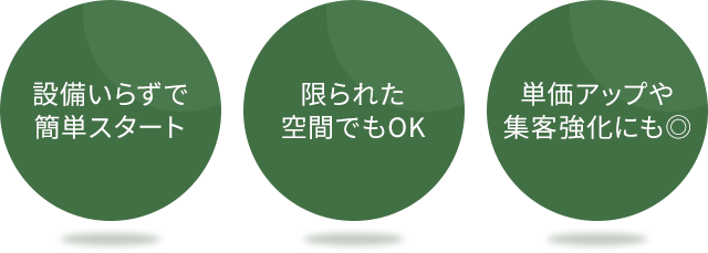 簡単スタート｜限られた空間でもOK｜集客強化にも