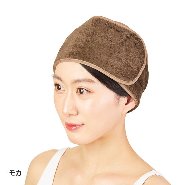 マイクロファイバー ヘアターバン (マジック留め) モカ