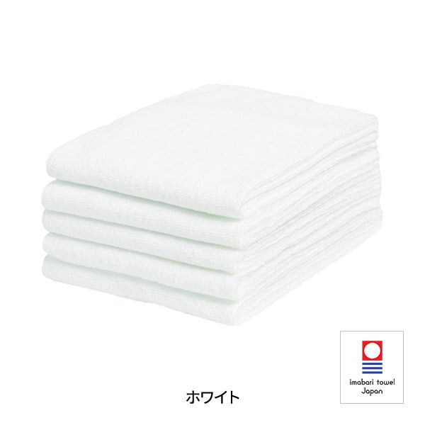 [今治] フェイスタオル (綿 100%)(240匁) 34cm×86cm 日本製 ホワイト (5枚入り)