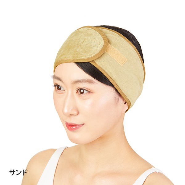 ヘアターバン (ベロア生地 ・ マジック留め) サンド