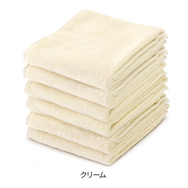 フェイスタオル (綿 100%)(250匁) 34cm×86cm クリーム (6枚入り)