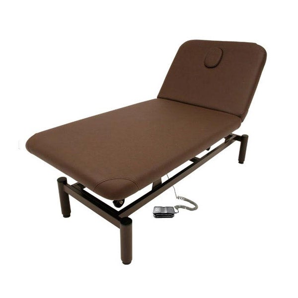 電動昇降 リクライニングマッサージベッド (有孔) 長さ185×幅75×高さ51～88cm ブラウン