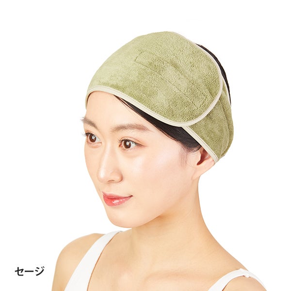 マイクロファイバー ヘアターバン (マジック留め) セージ