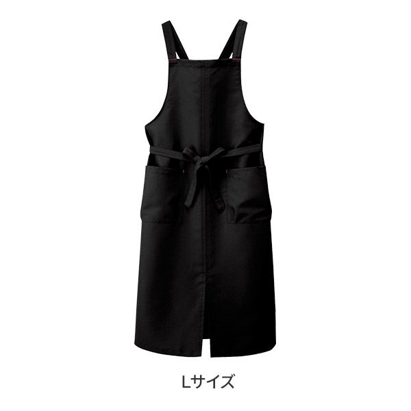 [BON UNI] リップガード(撥水・撥油)エプロン 前スリット入り Lサイズ ブラック