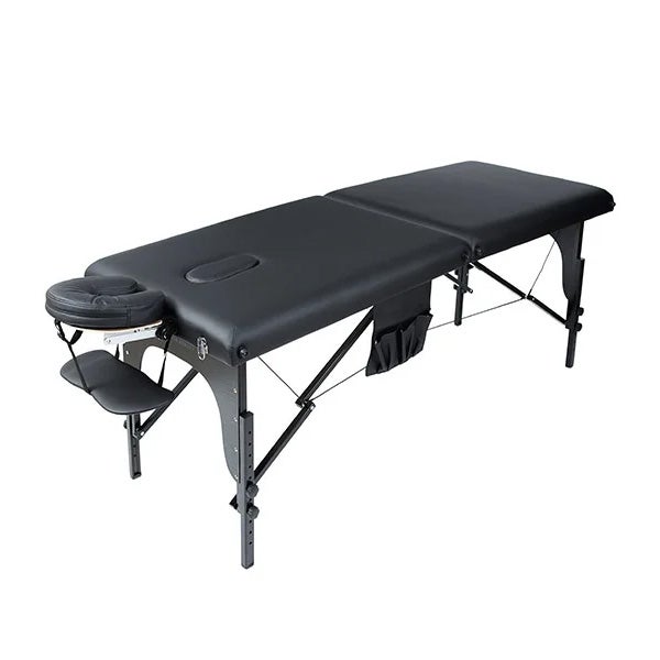 Premium 低反発 折りたたみ マッサージベッド FIGO (木製)(有孔) ブラック