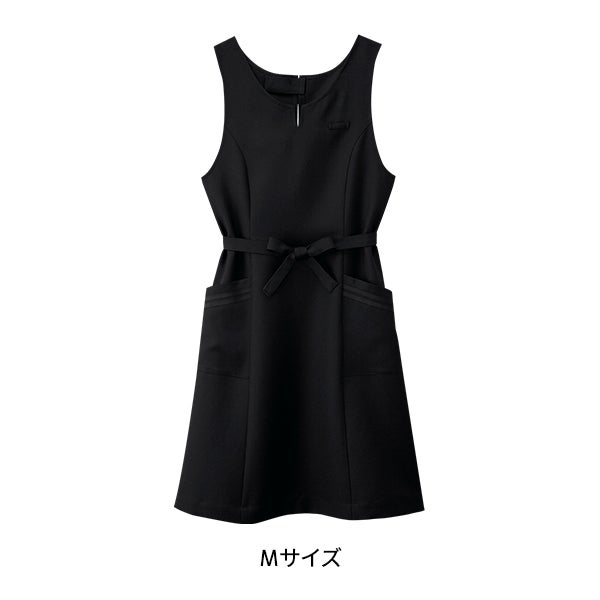 [BON UNI] 制電加工 ストレッチ エプロンドレス ブラック Mサイズ