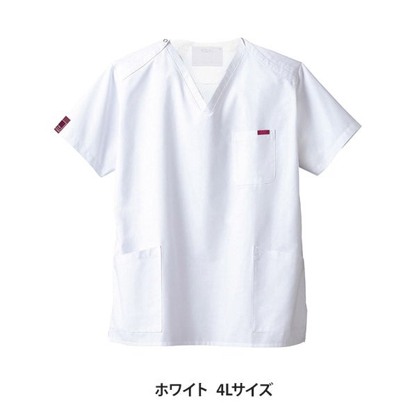 [FOLK] スクラブ (PANTONE) 7000SC 男女兼用 ホワイト 4Lサイズ