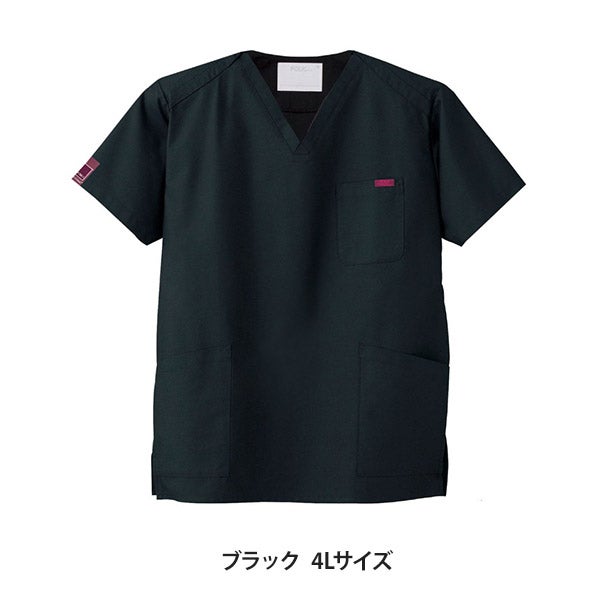 [FOLK] スクラブ (PANTONE) 7000SC 男女兼用 ブラック 4Lサイズ