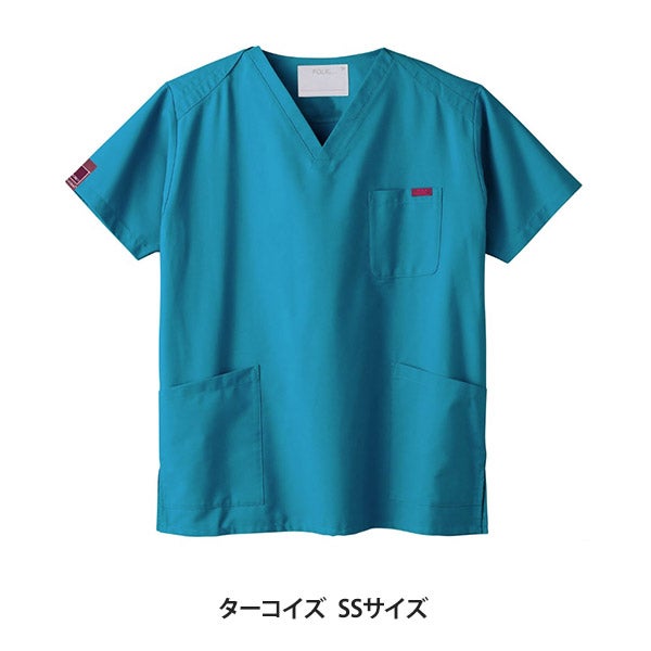 [FOLK] スクラブ (PANTONE) 7000SC 男女兼用 ターコイズ SSサイズ