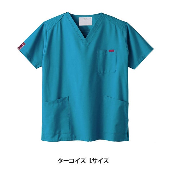 [FOLK] スクラブ (PANTONE) 7000SC 男女兼用 ターコイズ Lサイズ