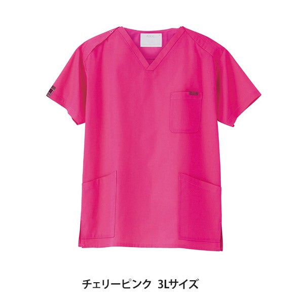 [FOLK] スクラブ (PANTONE) 7000SC 男女兼用 チェリーピンク 3Lサイズ